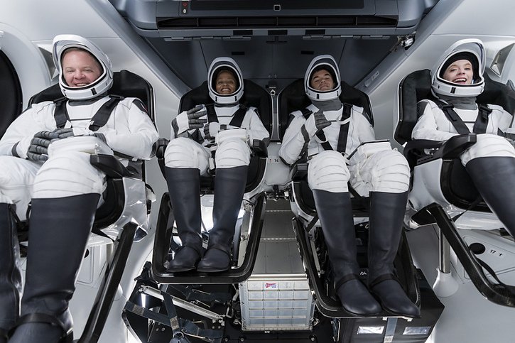 Les quatre touristes de l'espace, ici lors d'un entraînement, ont déjà tourné 5,5 fois autour de la Terre (archives). © KEYSTONE/AP