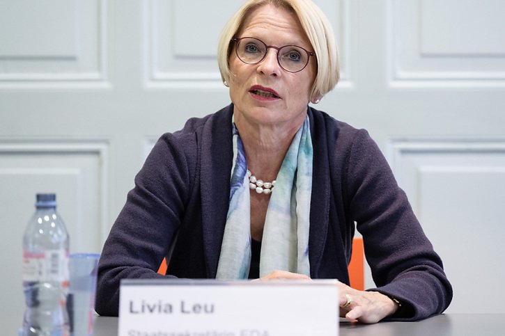 La secrétaire d'Etat Livia Leu avait la tâche de défendre la situation des droits humains en Suisse devant les autres Etats membres de l'ONU (archives). © KEYSTONE/PETER SCHNEIDER