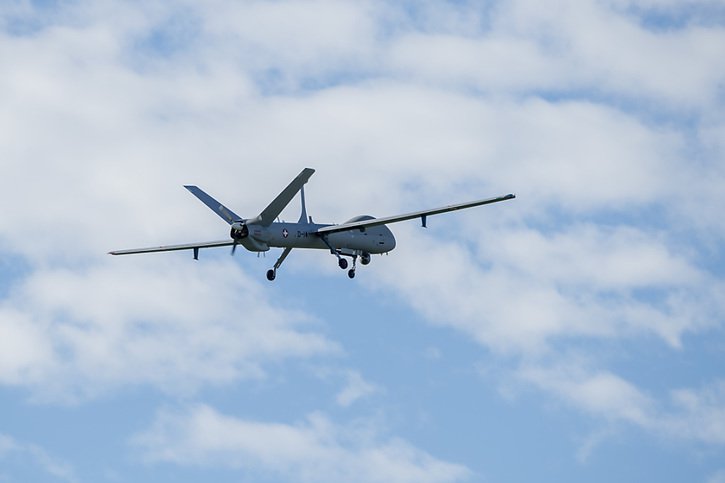 Deux drones de reconnaissance ADS 15 ont été livrés aux Forces aériennes suisse (archives). © KEYSTONE/URS FLUEELER