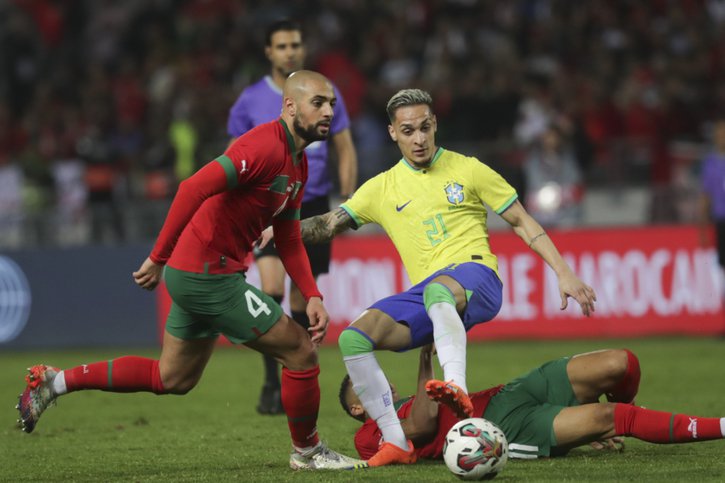 Le Maroc s'est imposé pour la première fois de son histoire contre le Brésil samedi à Tanger © KEYSTONE/AP/Mosa'ab Elshamy