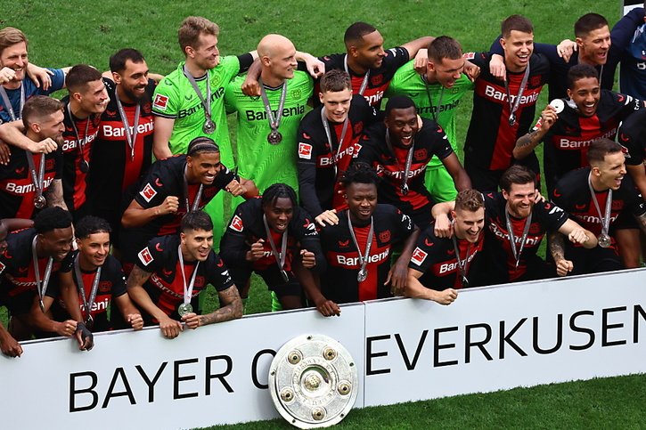 Sacré champion d'Allemagne, le Bayer Leverkusen peut signer le doublé samedi en cas de victoire en finale de la Coupe. © KEYSTONE/EPA/FILIP SINGER